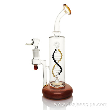 DNA design High End Glass Pipe Straight Tube Dual Functional Perc Factory Wholesale DAB Rig Smoking Set Glass Water Pipe